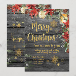 Christmas Fancy Gold Rustic Barn Board Card