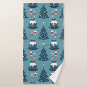 Christmas Fancy Party Celebration vintage seamless Bath Towel