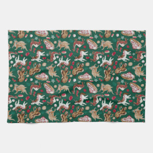 Christmas fantasy baked goods tea towel