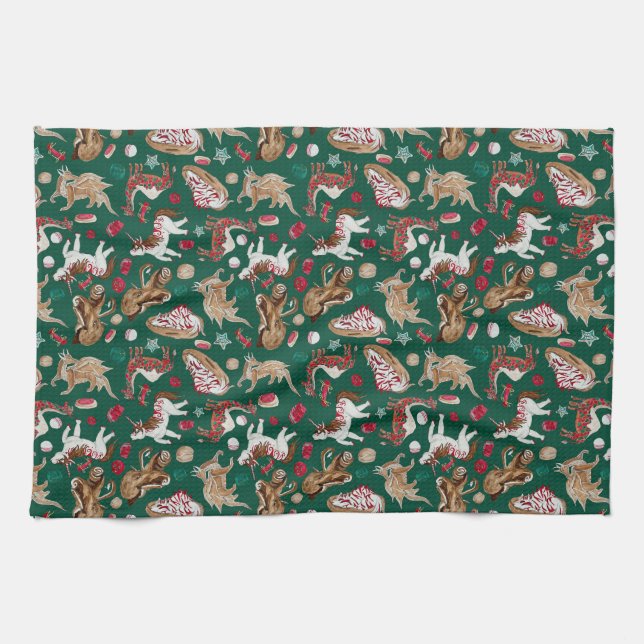 Christmas fantasy baked goods tea towel (Horizontal)