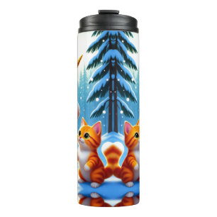 Christmas Fantasy Unicorn & cute cat Thermal Tumbler