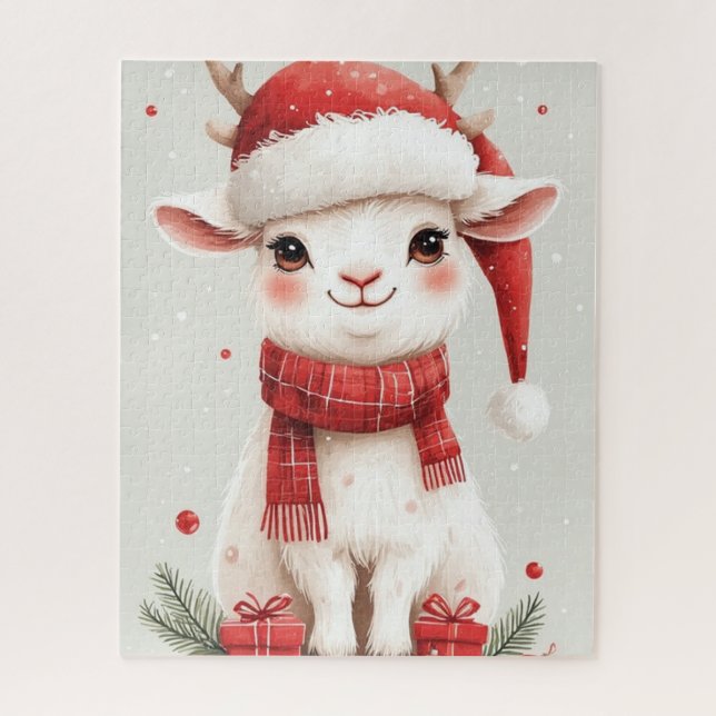 Christmas Farm Animal Cute Goat  Jigsaw Puzzle (Vertical)