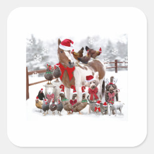 CHRISTMAS FARM ANIMAL IN Santa hats STICKERS