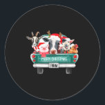 Christmas Farm Animals Truck Santa Hat Family Paja Classic Round Sticker<br><div class="desc">Christmas Farm Animals Truck Santa Hat Family Pyjamas Xmas</div>