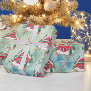 Christmas farm cosy paper farm house and trees