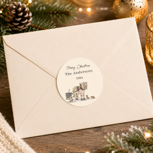 Christmas Farm Horse Animals Winter Classic Round Sticker