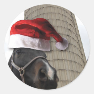 Christmas Farm Horse Classic Round Sticker