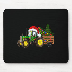 Christmas Farm Tractor Tree Lights Santa Hat Xmas Mouse Mat