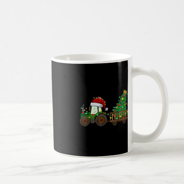 Christmas Farm Tractor Xmas Tree Lights Santa Hat  Coffee Mug (Right)