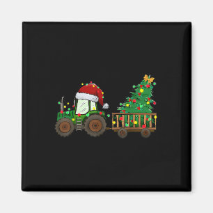 Christmas Farm Tractor Xmas Tree Lights Santa Hat  Magnet