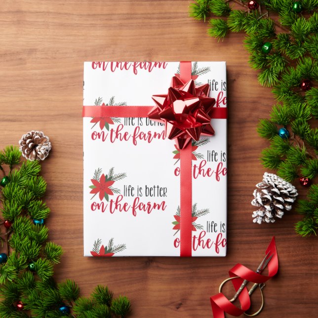 Christmas Farm Verse On White Wrapping Paper (Holiday Gift)