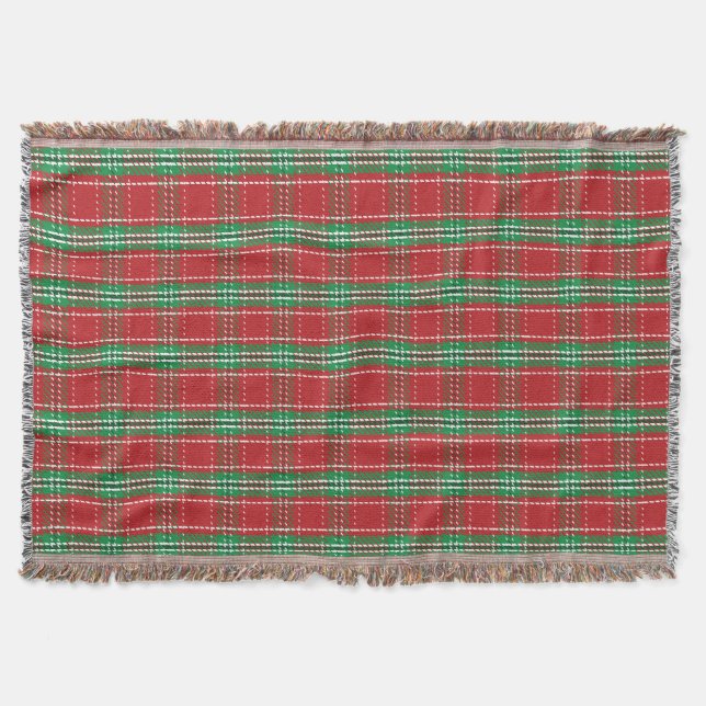 Christmas Farmhouse Holiday Red Rustic Plaid Throw Blanket (Front)