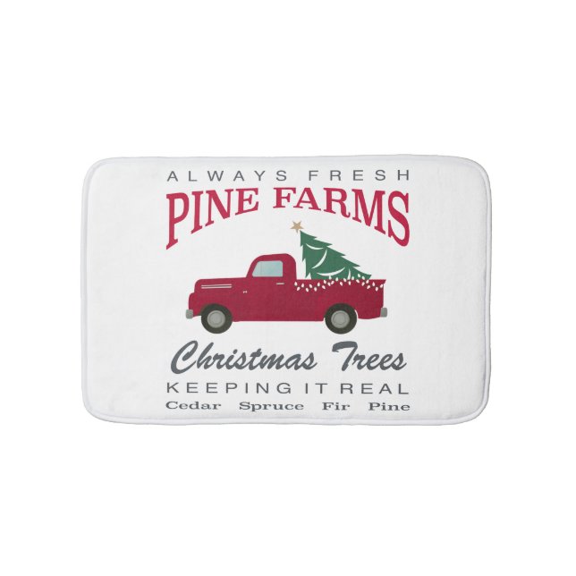 CHRISTMAS FARMHOUSE RED TRUCK BATH MAT (Front)