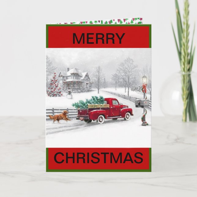 Christmas Farmhouse Scene on a Christmas Card (Front)