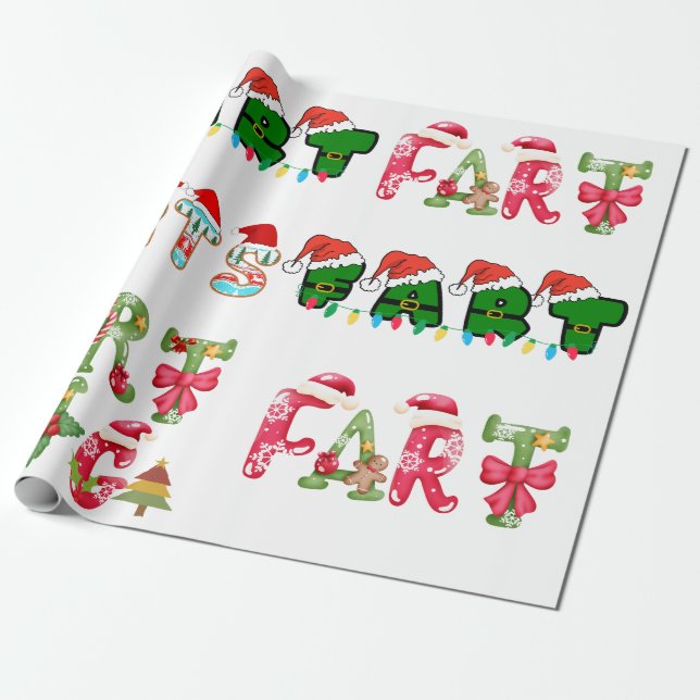 Christmas farting Farts Humour Wrapping Paper (Unrolled)