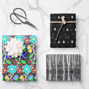 Christmas Fashion Ayasha Logo Birch Forest Wrapping Paper Sheet
