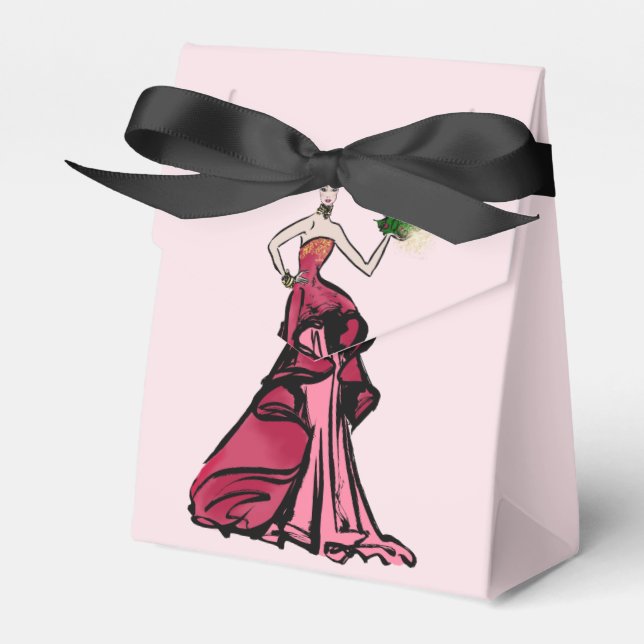 Christmas Fashion Illustration with tree Favour Box (Front Side)