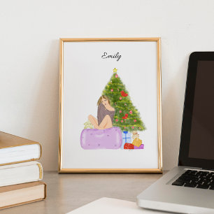 Christmas, fashion sketch, illustration, poster
