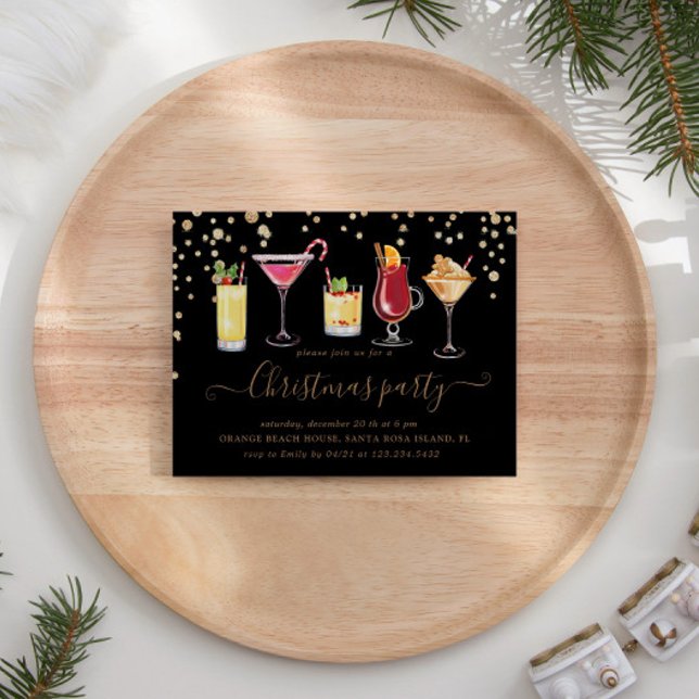 Christmas Faux Gold Glitter Cocktail Party Invitation (Creator Uploaded)