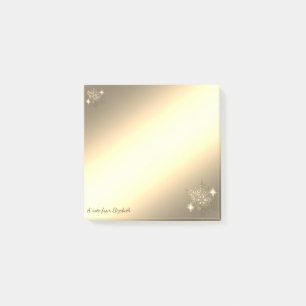 Christmas,Faux Gold Snowflakes-Personalised Post-it Notes