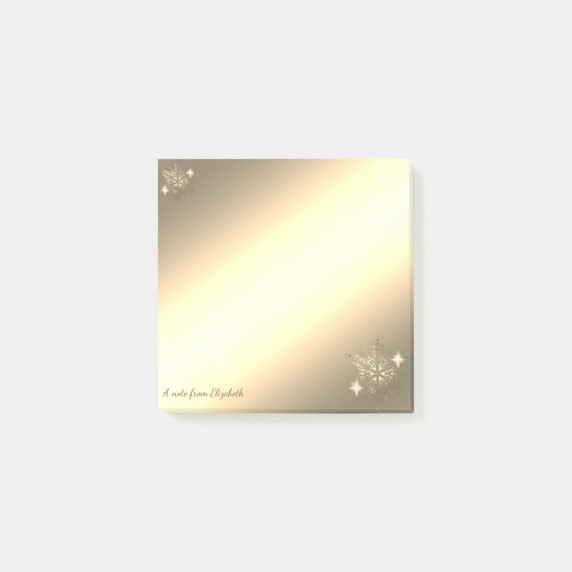 Christmas,Faux Gold Snowflakes-Personalised Post-it Notes (Front)