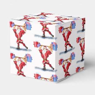 Christmas Favour Box Bodybuiler Santa with Gift