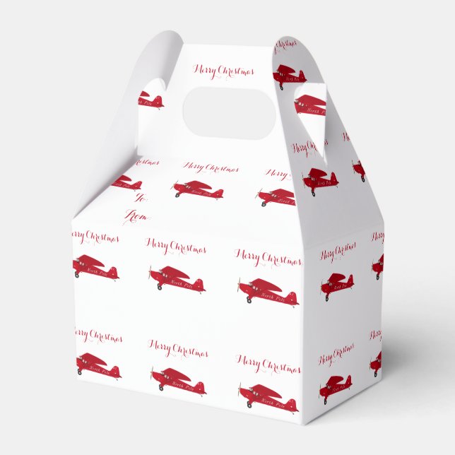 Christmas Favour Boxes North Pole Vintage Aeroplan (Front Side)