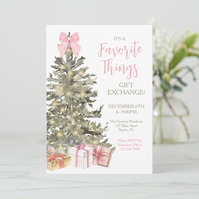 Christmas Favourite Things Gift Exchange Invitatio Invitation (Standing Front)