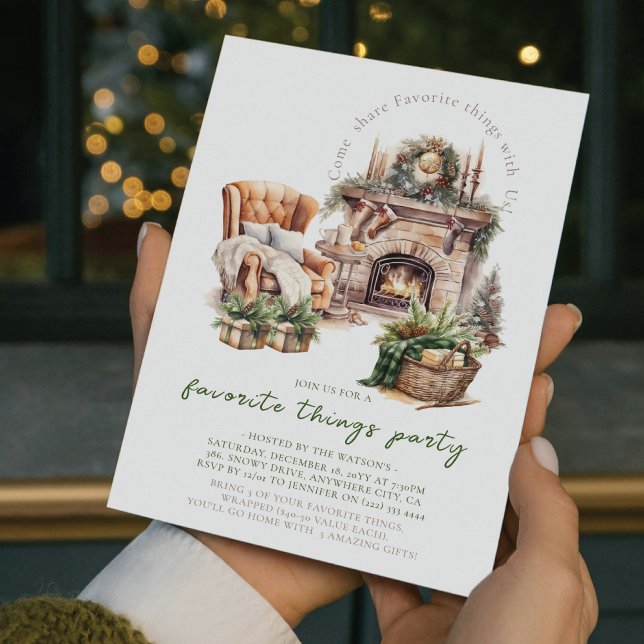 Christmas favourite things Party Cosy Fireplace Invitation (Creator Uploaded)