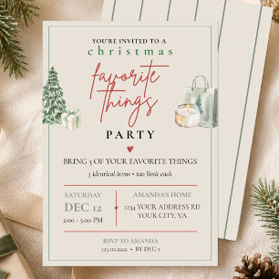 Christmas Favourite Things Party Watercolor Invitation