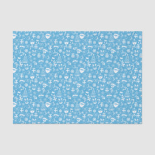 Christmas Favourites Blue Santa Elf Snowman Patter Tissue Paper