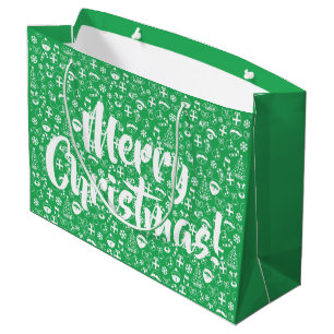 Christmas Favourites Green Santa Elf Snowman Santa Large Gift Bag