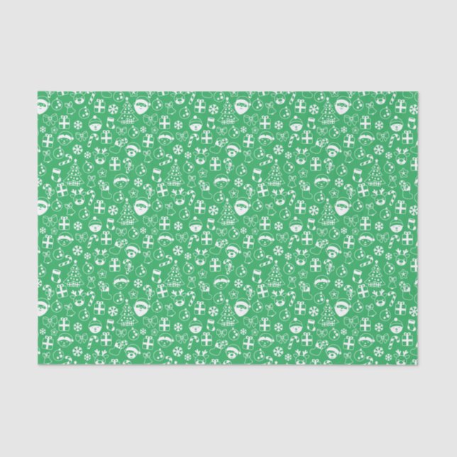 Christmas Favourites Green Santa Elf Snowman Santa Tissue Paper (Front)