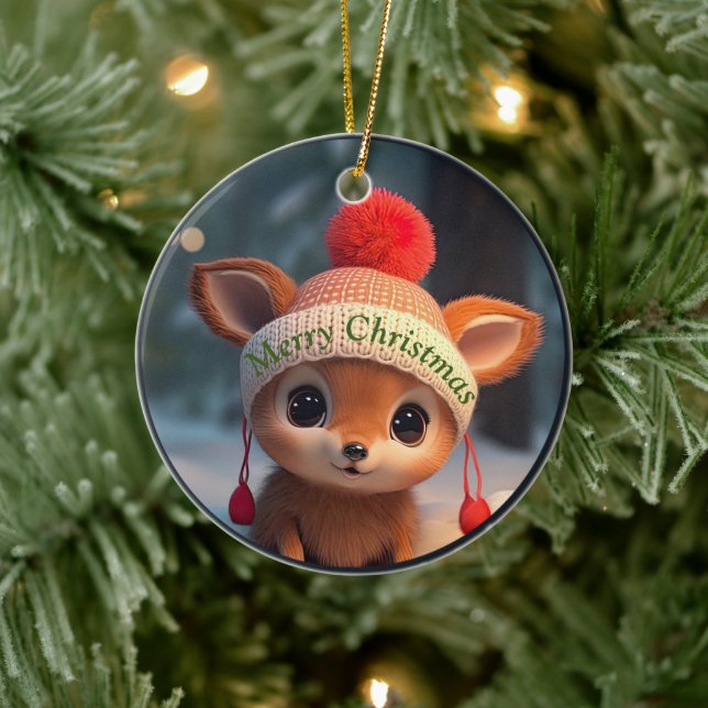 Christmas Fawn Ceramic Tree Decoration (Tree)