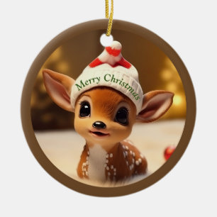 Christmas Fawn Ceramic Tree Decoration