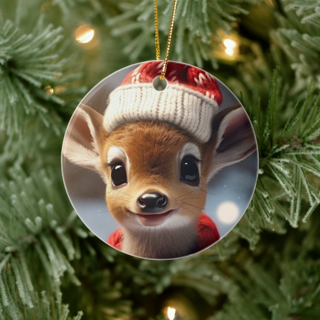 Christmas Fawn Ceramic Tree Decoration (Tree)