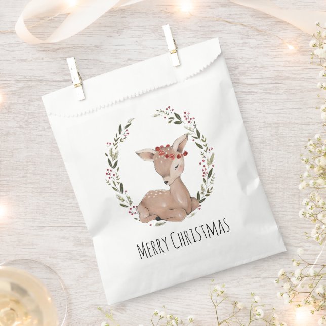 Christmas Fawn Wreath  Favour Bags (Clipped)
