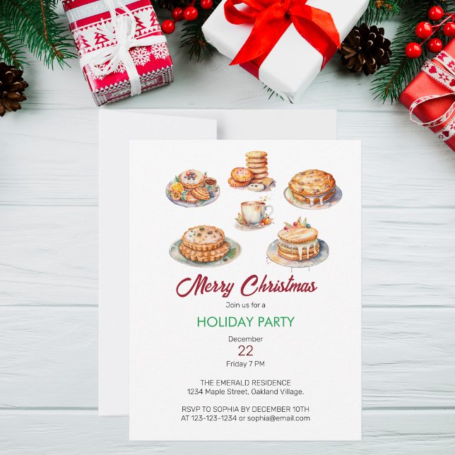 Christmas Feast Watercolor  Invitation (Creator Uploaded)
