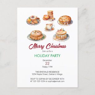 Christmas Feast Watercolor  Invitation Postcard