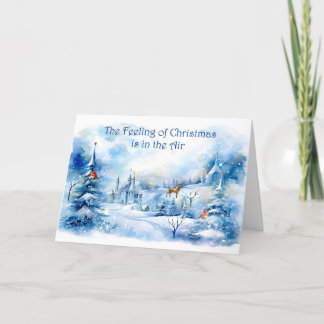 Christmas Feeling Card in Blue Snow Scenic