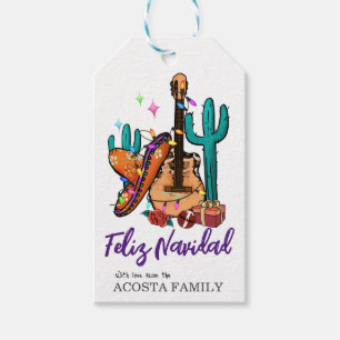 Christmas Feliz Navidad Cactus Sombrero  Gift Tags