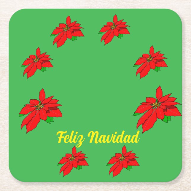 Christmas Feliz Navidad Paper Coaster (Front)