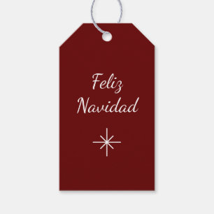 Christmas Feliz Navidad Simple Snowflake Red Gift Tags