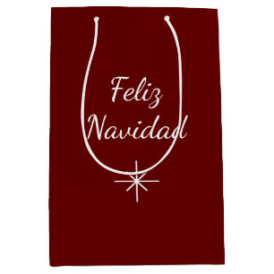 Christmas Feliz Navidad Simple Snowflake Red Medium Gift Bag