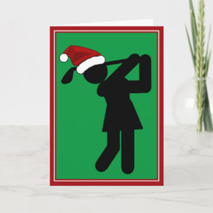 Christmas Female Golfer - Golf Symbol Holiday Card