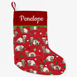 Christmas Ferret Custom Name Small Christmas Stock Stocking