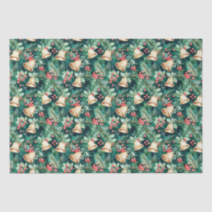Christmas Festive Bells and Holly Tissue Paper