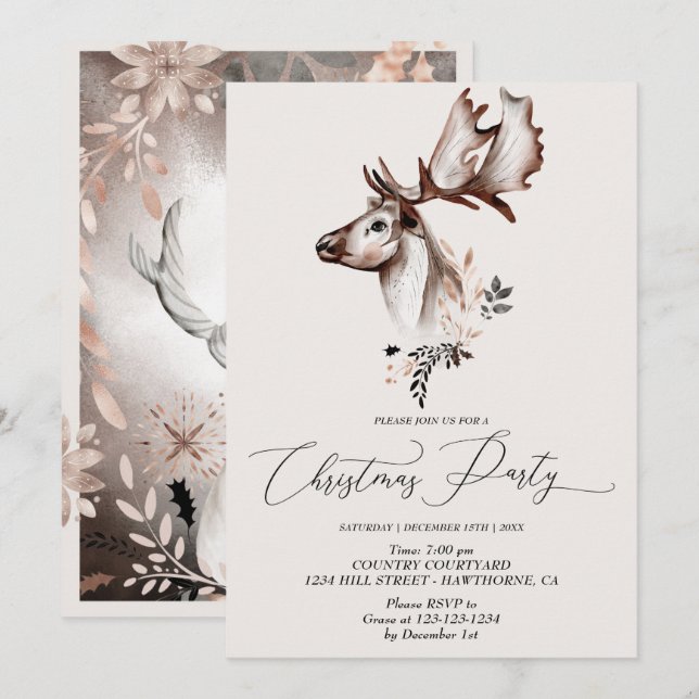 Christmas Festive Cards Winter Animal  (Front/Back)