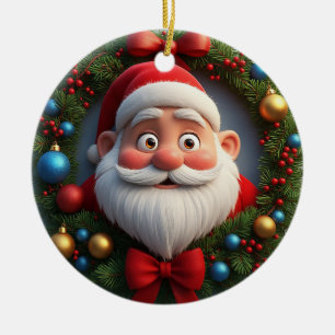 Christmas Festive Cartoon Santa Claus Ceramic Tree Decoration