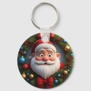 Christmas Festive Cartoon Santa Claus Key Ring